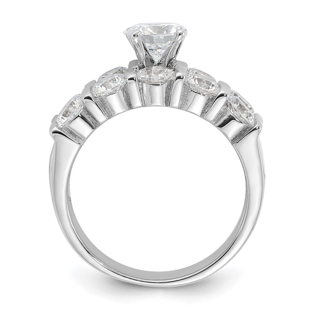 Sterlingsilber Rhodiniert Zirkonia Verlobungsring und Ehering Zwei Stück Set