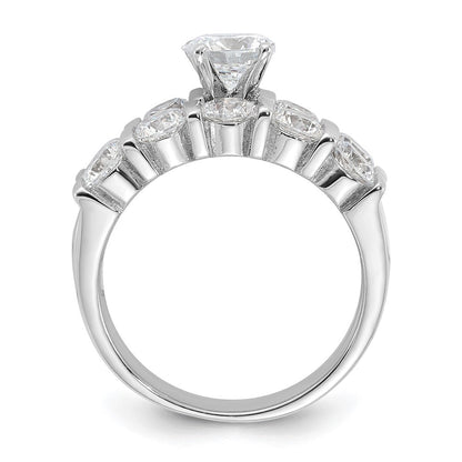 Sterlingsilber Rhodiniert Zirkonia Verlobungsring und Ehering Zwei Stück Set