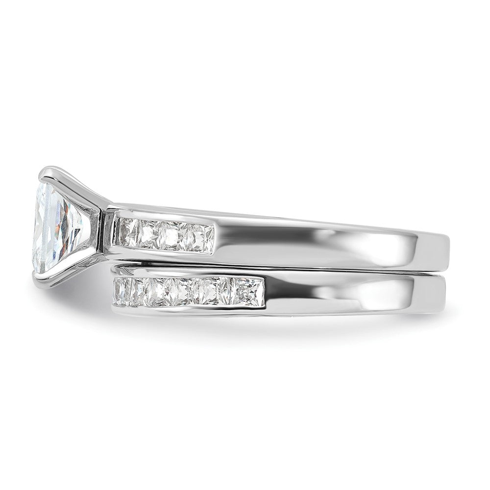 Sterlingsilber Rhodiniert 2 Stück Zirkonia Größe 6 Hochzeit Set Ring