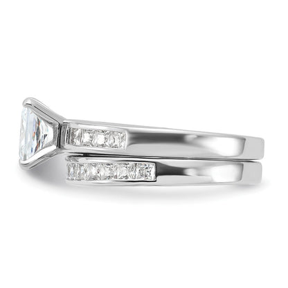 Sterlingsilber Rhodiniert 2 Stück Zirkonia Größe 6 Hochzeit Set Ring