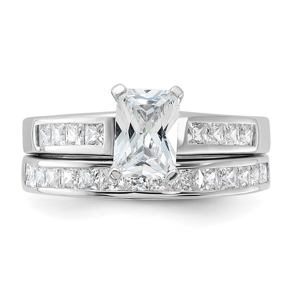 Sterlingsilber Rhodiniert 2 Stück Zirkonia Größe 6 Hochzeit Set Ring