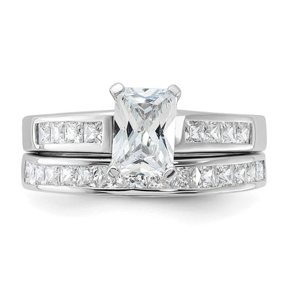 Sterlingsilber Rhodiniert 2 Stück Zirkonia Größe 6 Hochzeit Set Ring