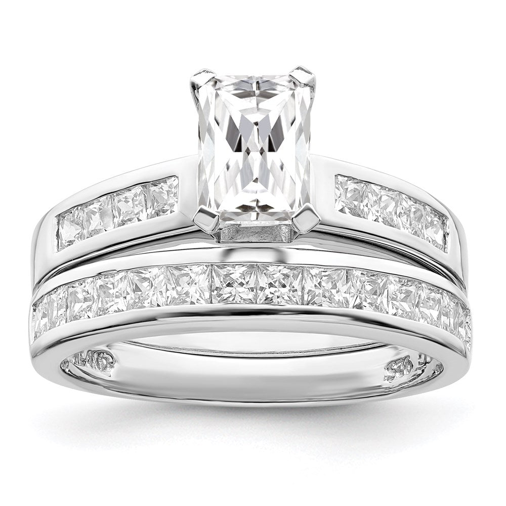 Sterlingsilber Rhodiniert 2 Stück Zirkonia Größe 6 Hochzeit Set Ring