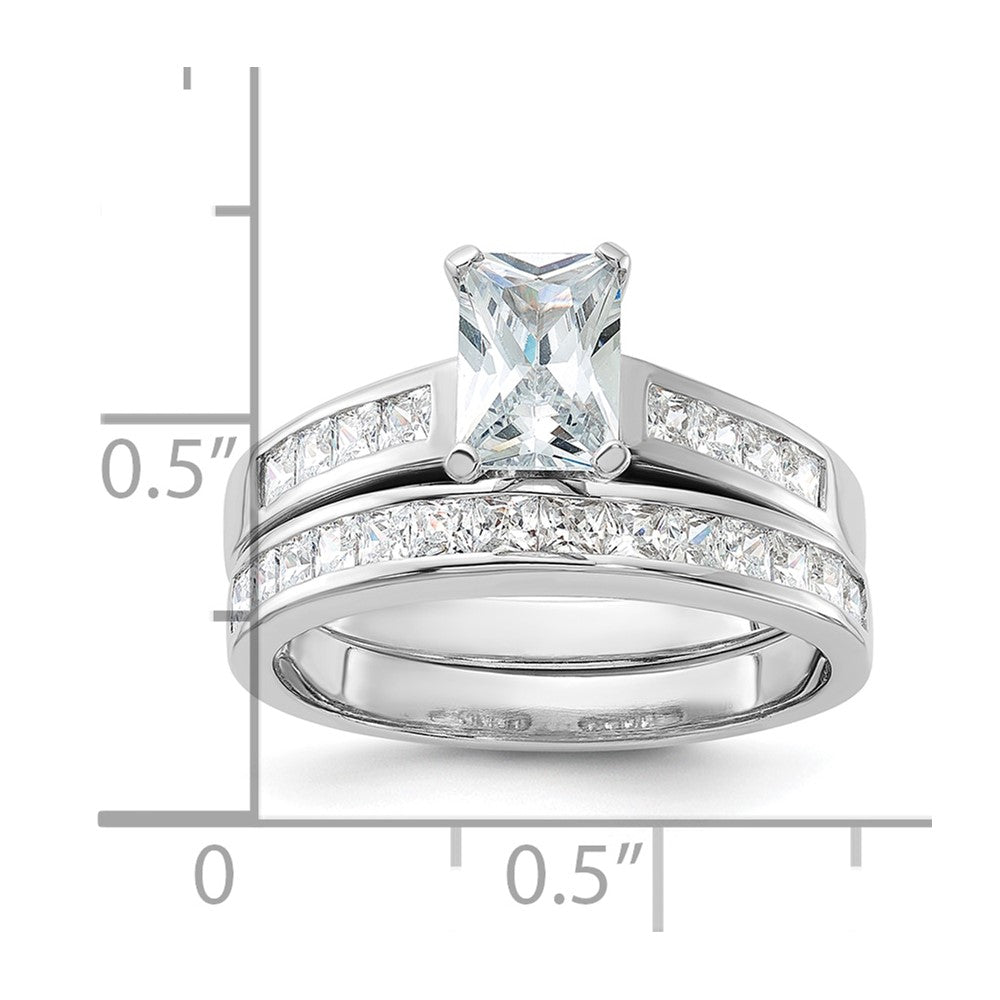 Sterlingsilber Rhodiniert 2 Stück Zirkonia Größe 6 Hochzeit Set Ring