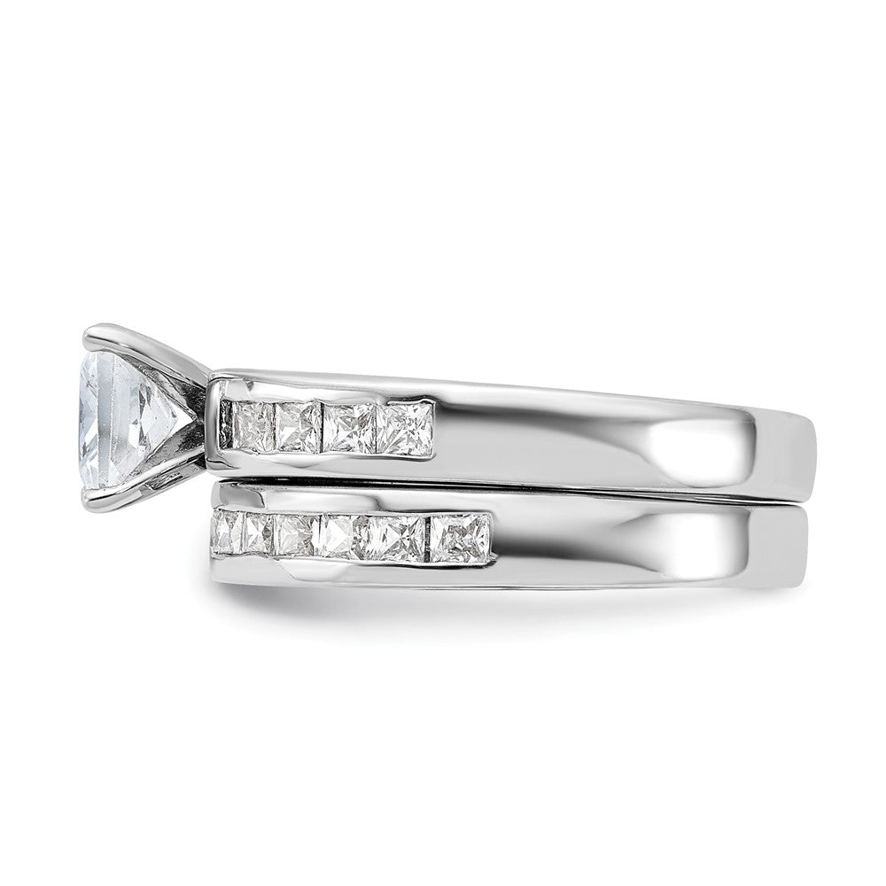 Sterlingsilber Rhodiniert 2 Stück Zirkonia Größe 6 Hochzeit Set Ring