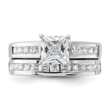 Sterlingsilber Rhodiniert 2 Stück Zirkonia Größe 6 Hochzeit Set Ring