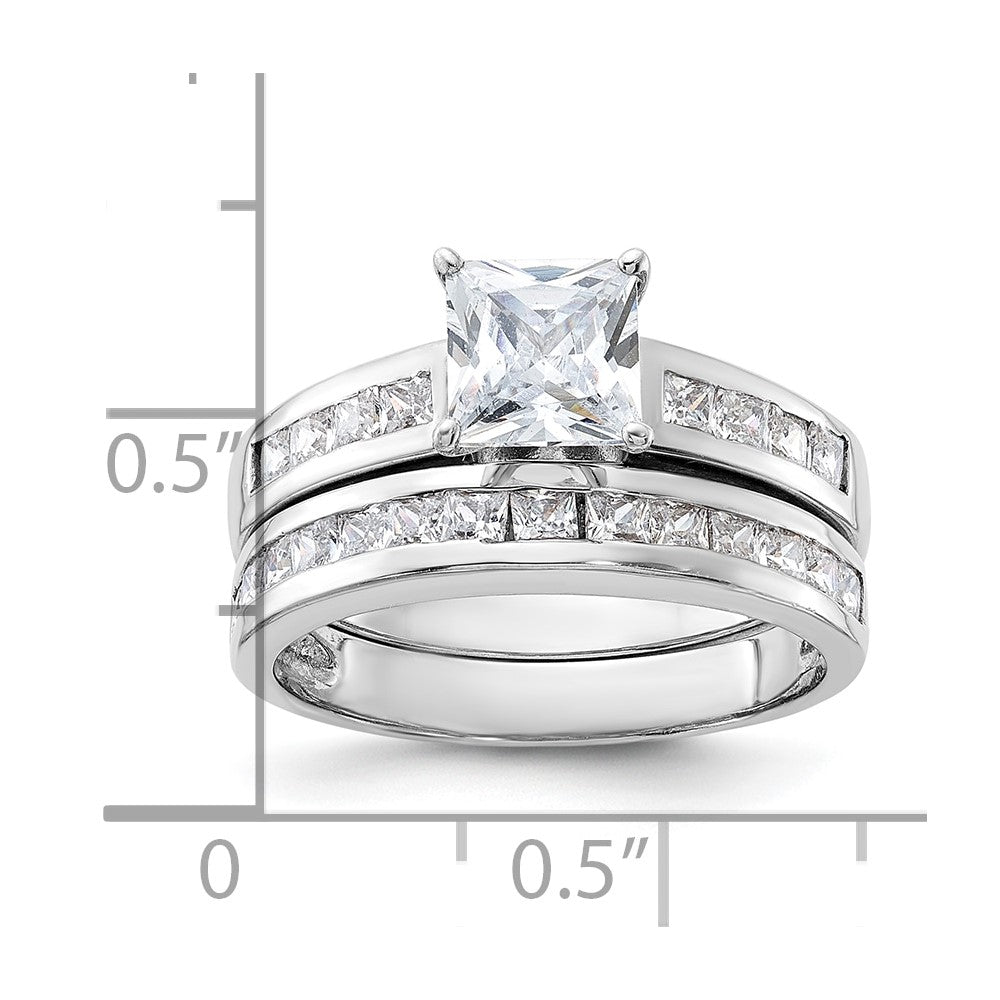 Sterlingsilber Rhodiniert 2 Stück Zirkonia Größe 6 Hochzeit Set Ring