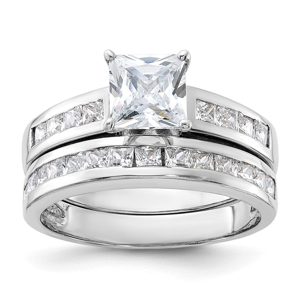 Sterlingsilber Rhodiniert 2 Stück Zirkonia Größe 6 Hochzeit Set Ring