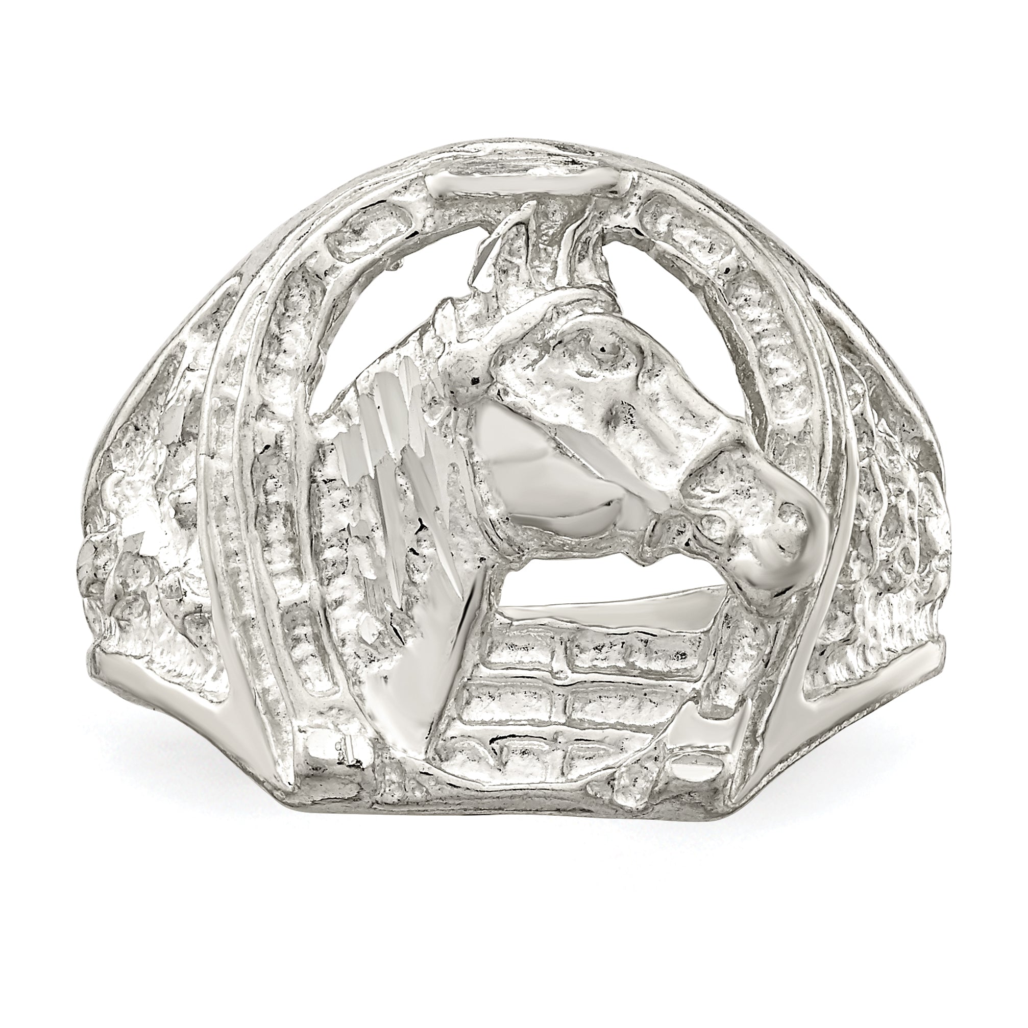 Sterlingsilber Hufeisen mit Pferd Kopf Ring