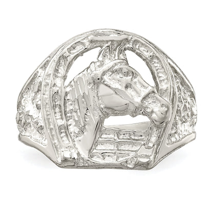 Sterlingsilber Hufeisen mit Pferd Kopf Ring
