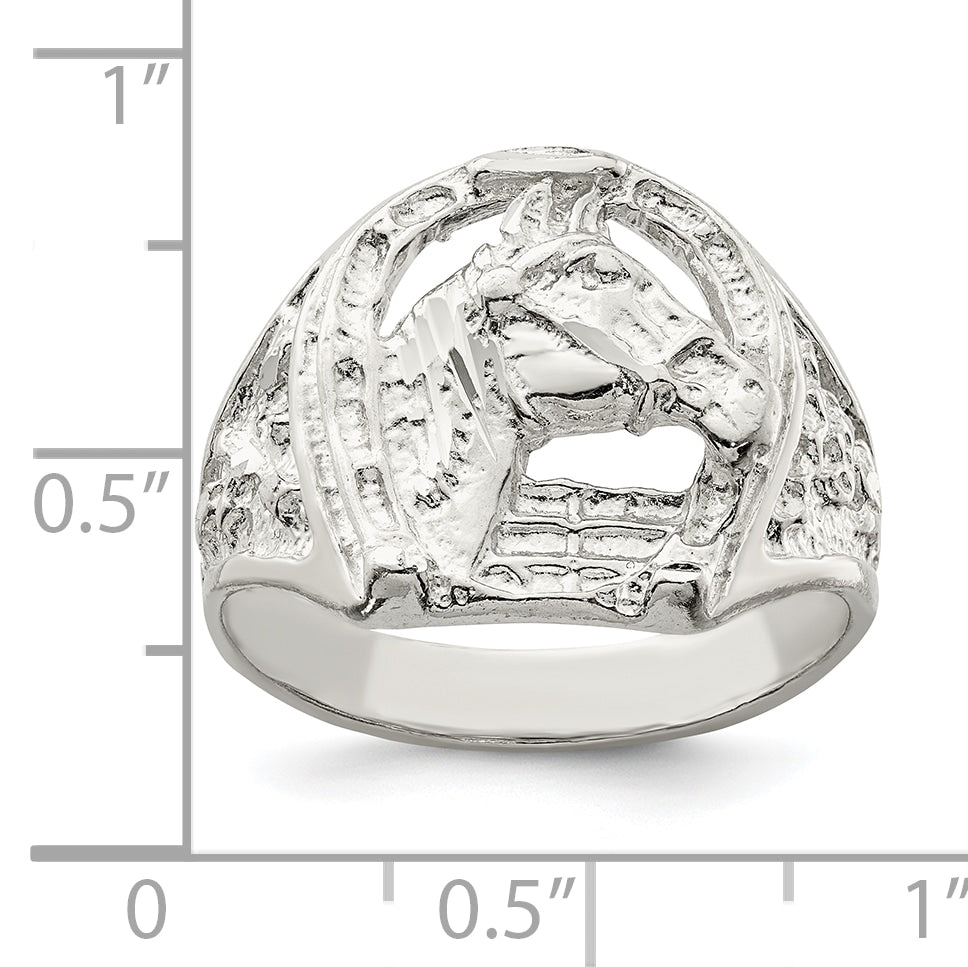 Sterlingsilber Hufeisen mit Pferd Kopf Ring