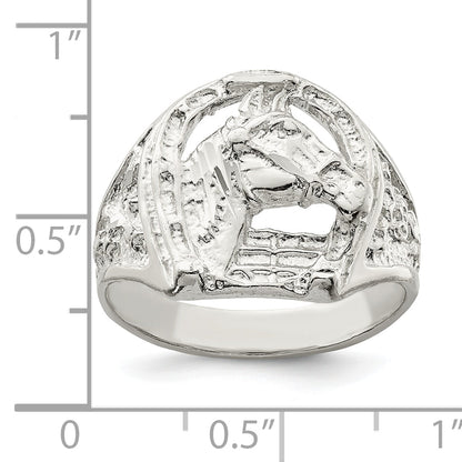 Sterlingsilber Hufeisen mit Pferd Kopf Ring
