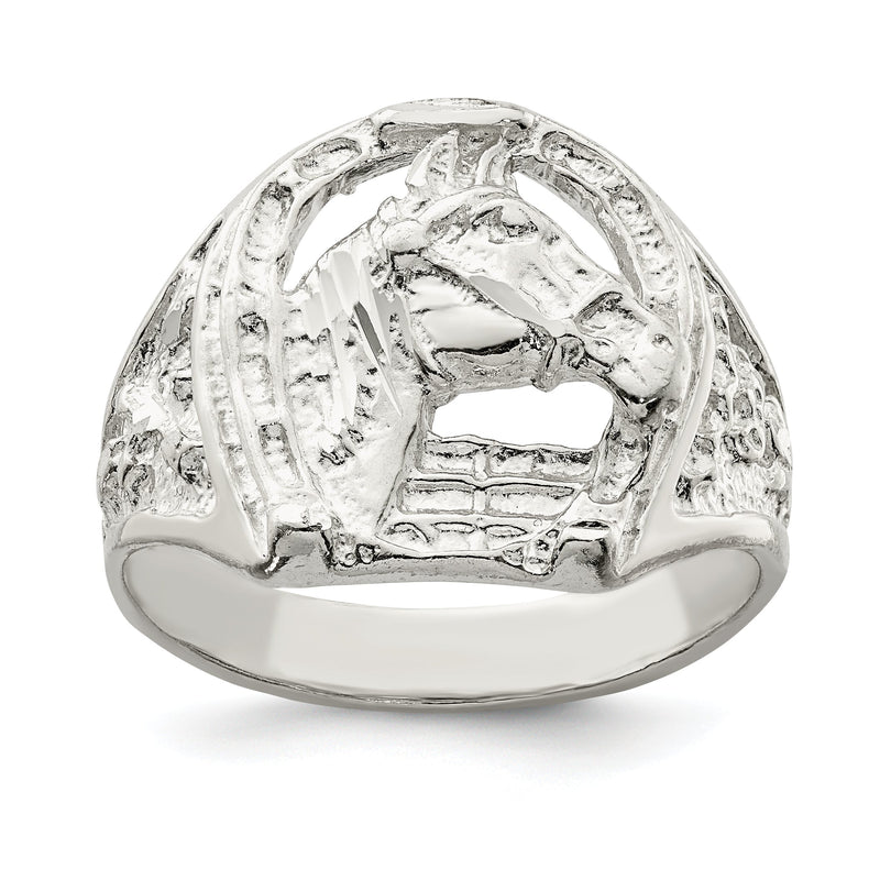 Sterlingsilber Hufeisen mit Pferd Kopf Ring