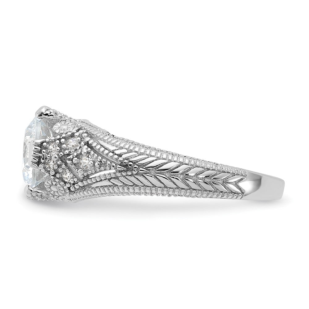 Sterlingsilber Rhodiniert Zirkonia Antik Style Ring