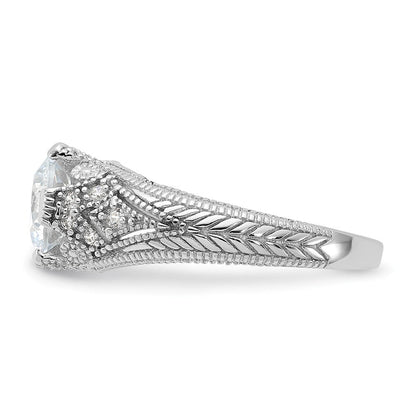 Sterlingsilber Rhodiniert Zirkonia Antik Style Ring