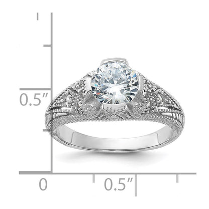 Sterlingsilber Rhodiniert Zirkonia Antik Style Ring