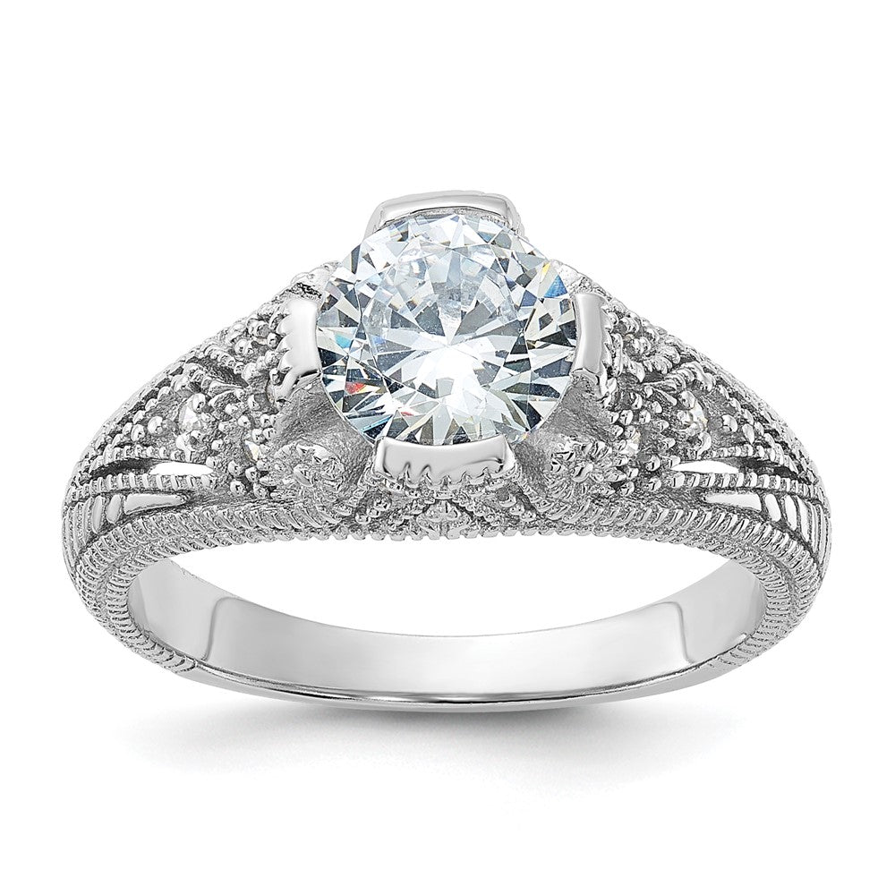 Sterlingsilber Rhodiniert Zirkonia Antik Style Ring