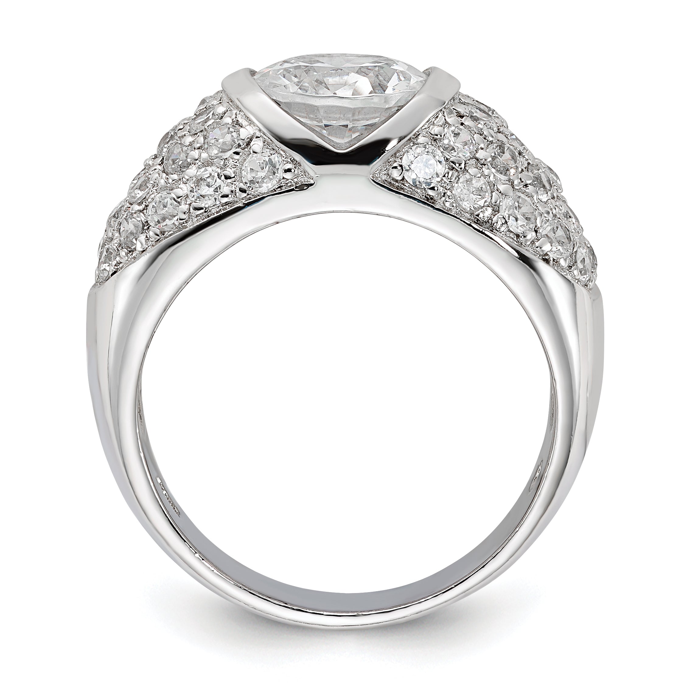 Sterlingsilber Zirkonia Gewölbt Ring
