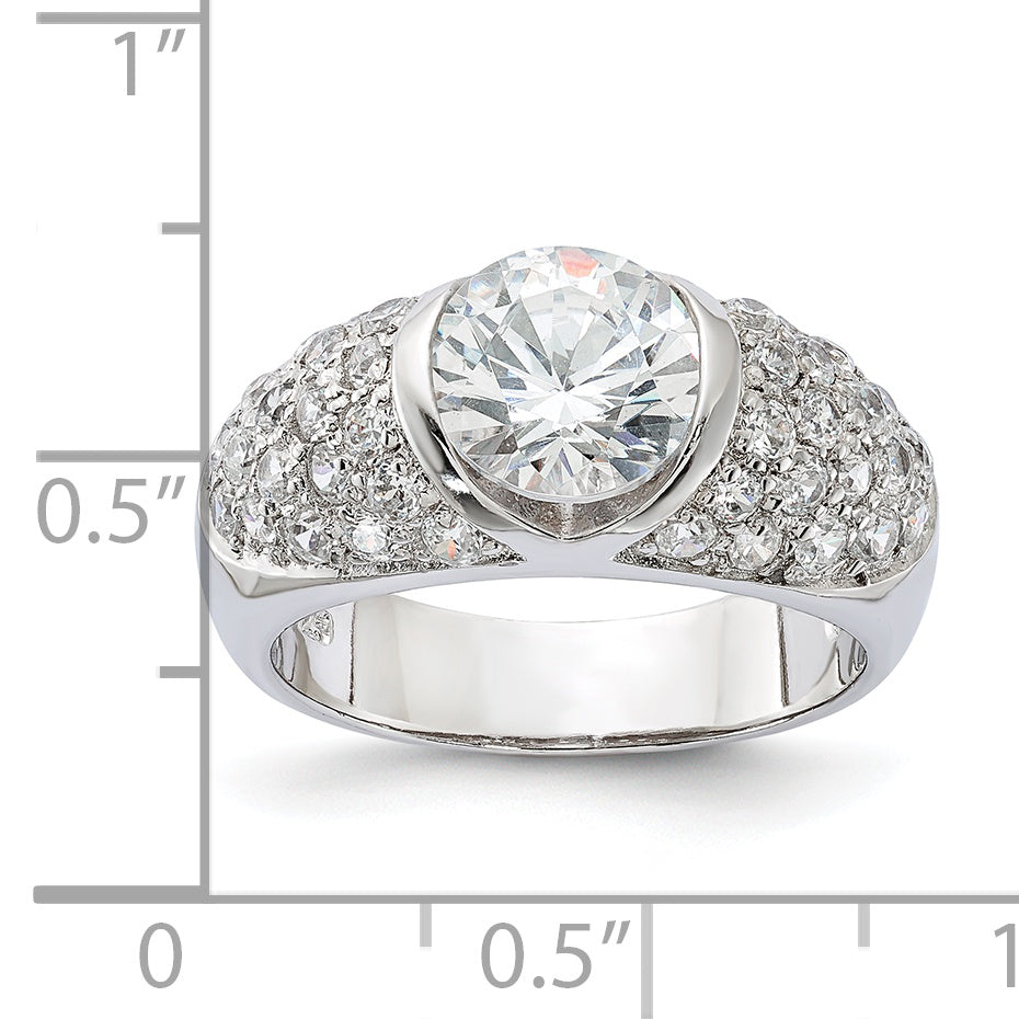 Sterlingsilber Zirkonia Gewölbt Ring