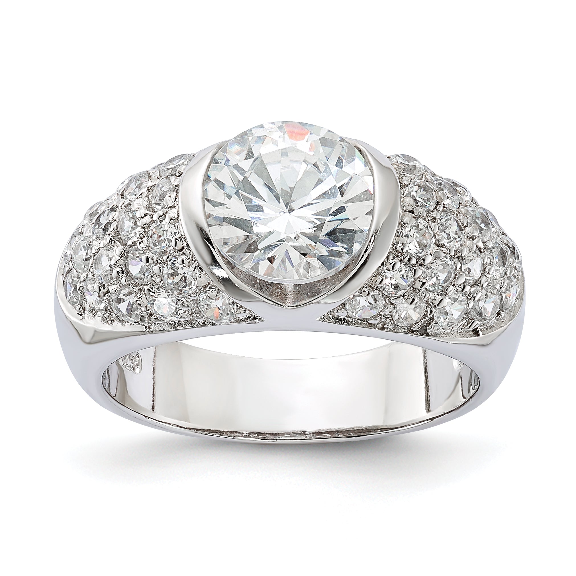 Sterlingsilber Zirkonia Gewölbt Ring