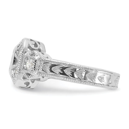 Sterlingsilber Rhodiniert Zirkonia Antik Style Ring