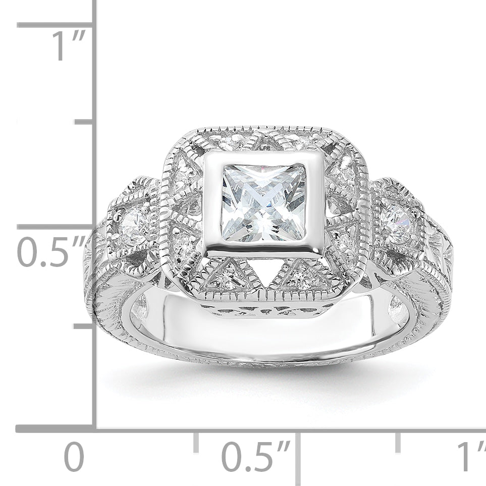 Sterlingsilber Rhodiniert Zirkonia Antik Style Ring
