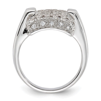 Sterlingsilber Pavé Zirkonia Quadratisch Ring (size 7 Nur)