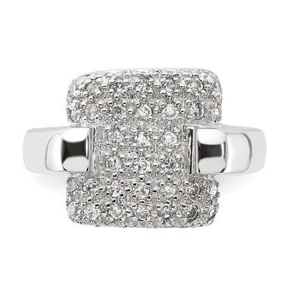 Sterlingsilber Pavé Zirkonia Quadratisch Ring (size 7 Nur)