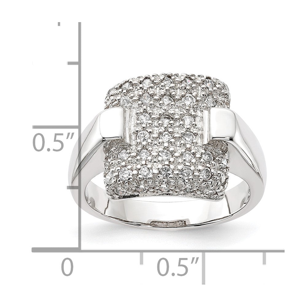 Sterlingsilber Pavé Zirkonia Quadratisch Ring (size 7 Nur)