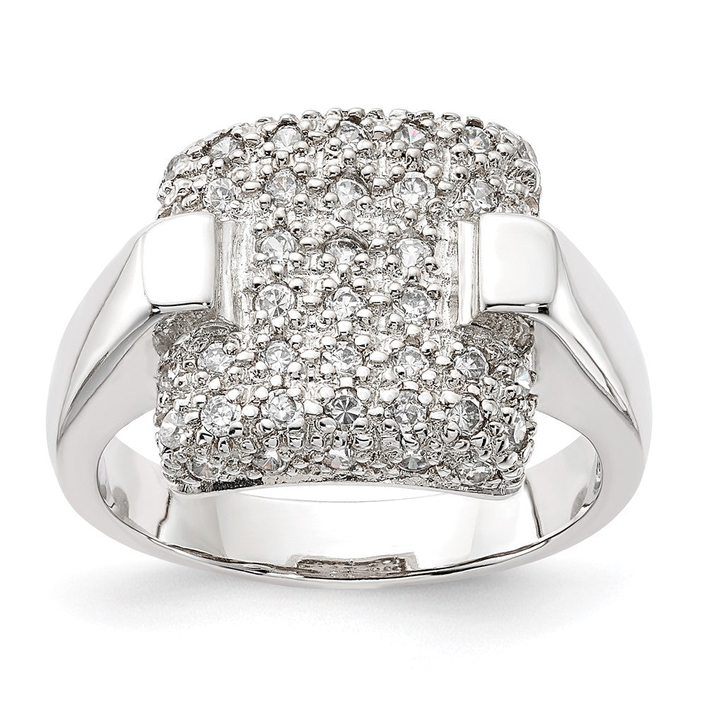 Sterlingsilber Pavé Zirkonia Quadratisch Ring (size 7 Nur)