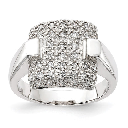 Sterlingsilber Pavé Zirkonia Quadratisch Ring (size 7 Nur)