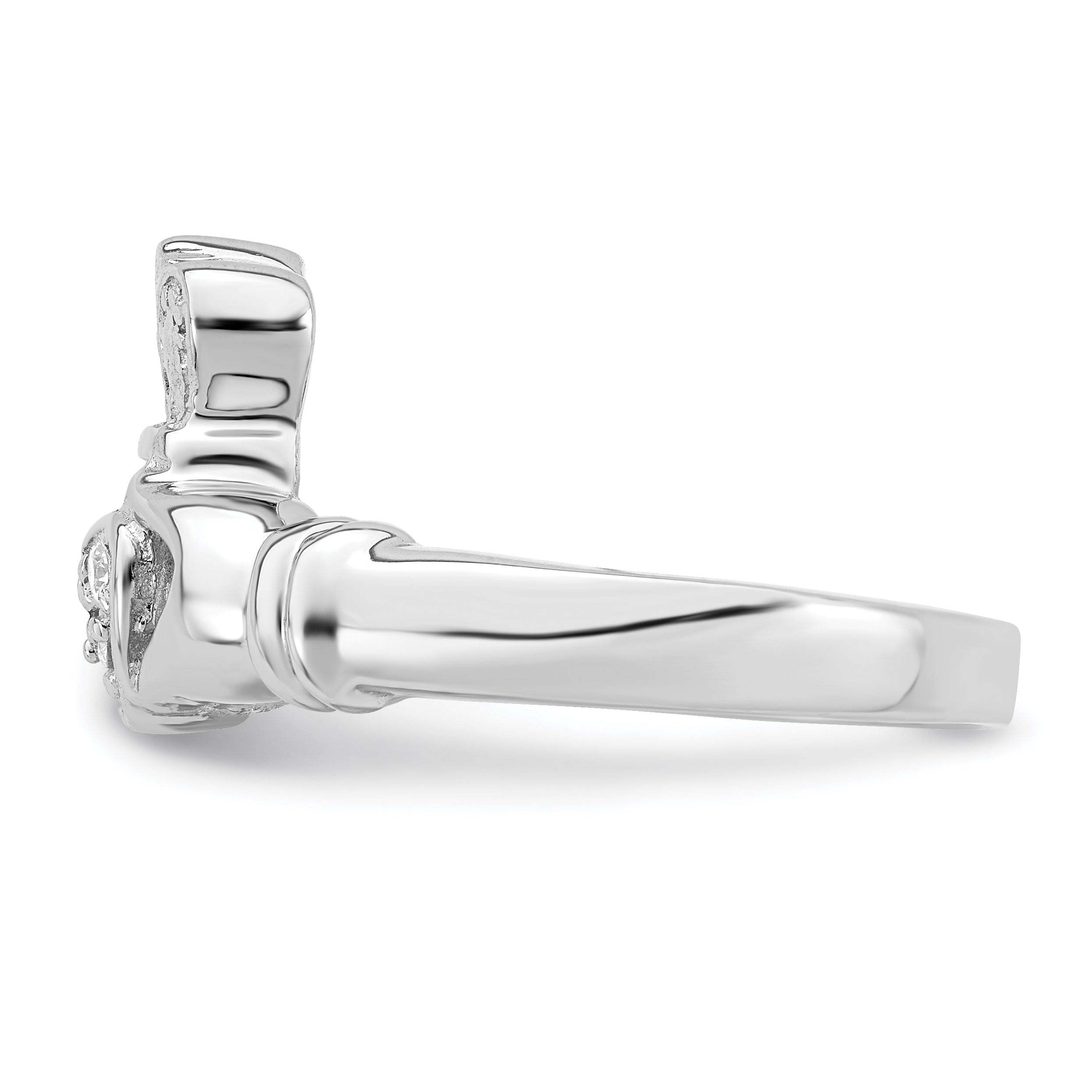 Sterlingsilber Rhodiniert Zirkonia Claddagh Ring