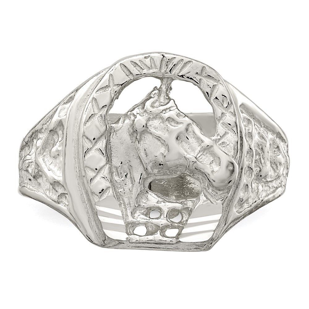Sterlingsilber Hufeisen mit Pferd Kopf Ring