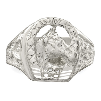 Sterlingsilber Hufeisen mit Pferd Kopf Ring