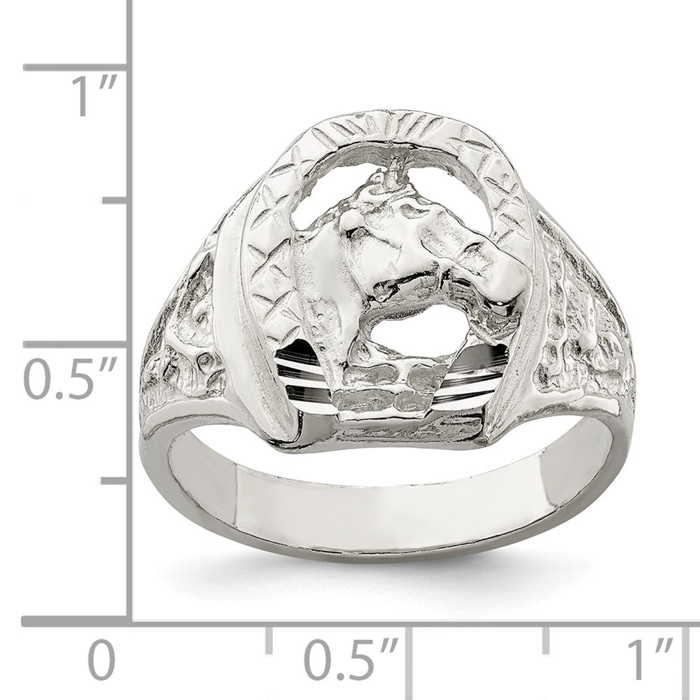 Sterlingsilber Hufeisen mit Pferd Kopf Ring
