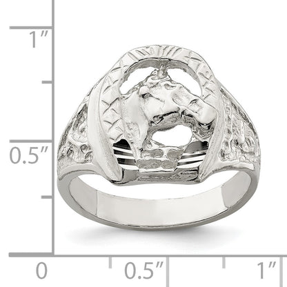 Sterlingsilber Hufeisen mit Pferd Kopf Ring