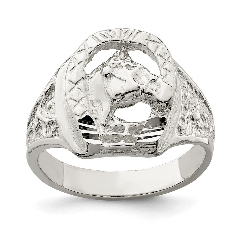 Sterlingsilber Hufeisen mit Pferd Kopf Ring