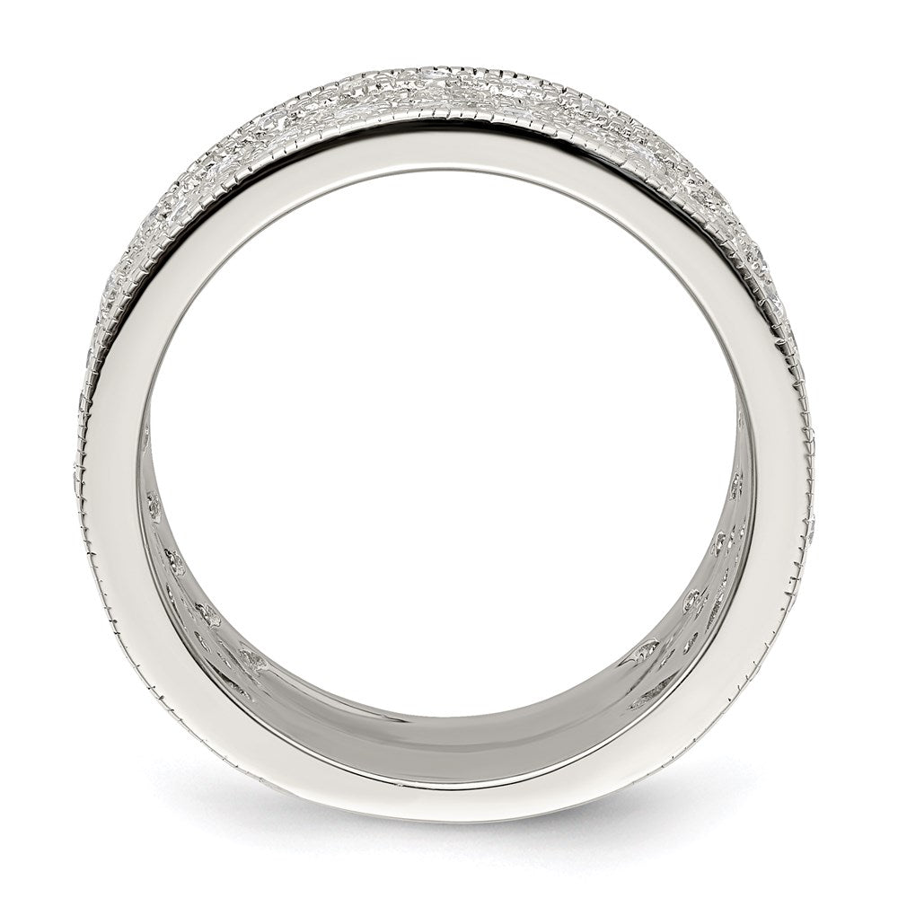 Sterlingsilber Rhodiniert Poliert Zirkonia Vintage Ring