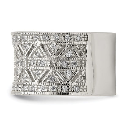 Sterlingsilber Rhodiniert Poliert Zirkonia Vintage Ring