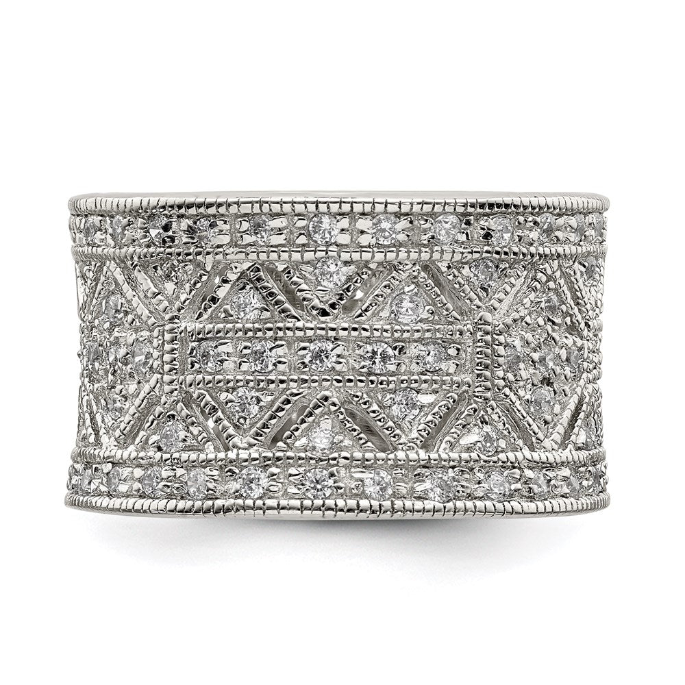 Sterlingsilber Rhodiniert Poliert Zirkonia Vintage Ring