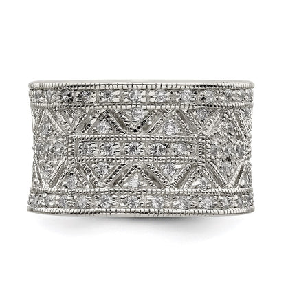 Sterlingsilber Rhodiniert Poliert Zirkonia Vintage Ring