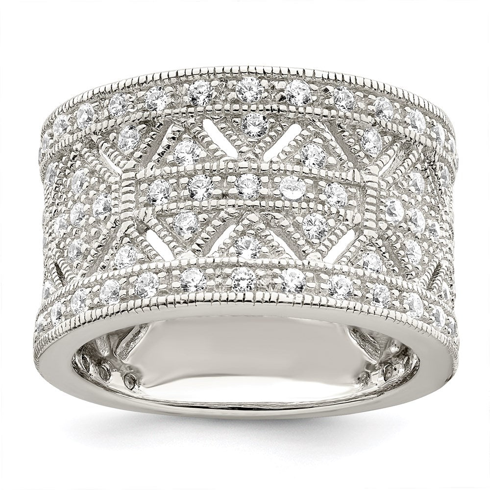 Sterlingsilber Rhodiniert Poliert Zirkonia Vintage Ring
