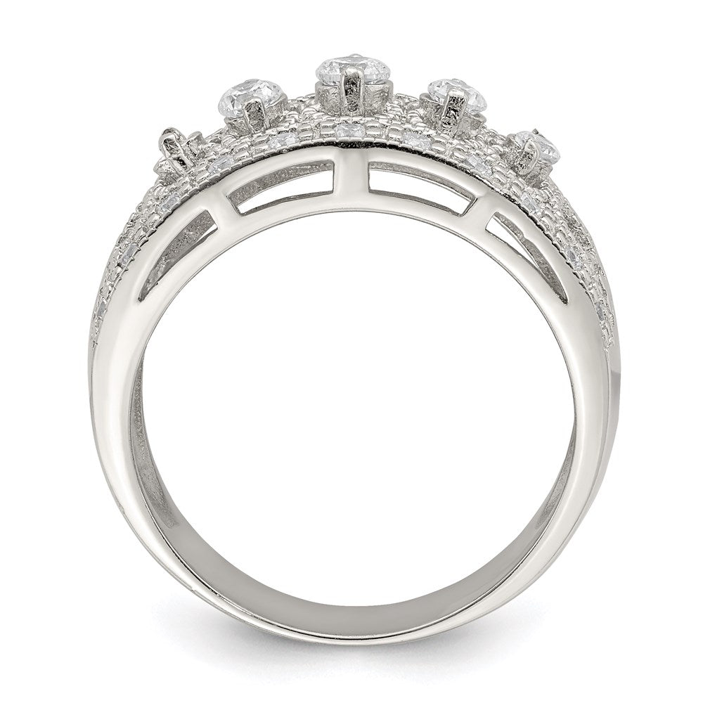 Sterlingsilber Rhodiniert Poliert Zirkonia Vintage Ring