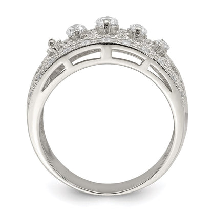 Sterlingsilber Rhodiniert Poliert Zirkonia Vintage Ring
