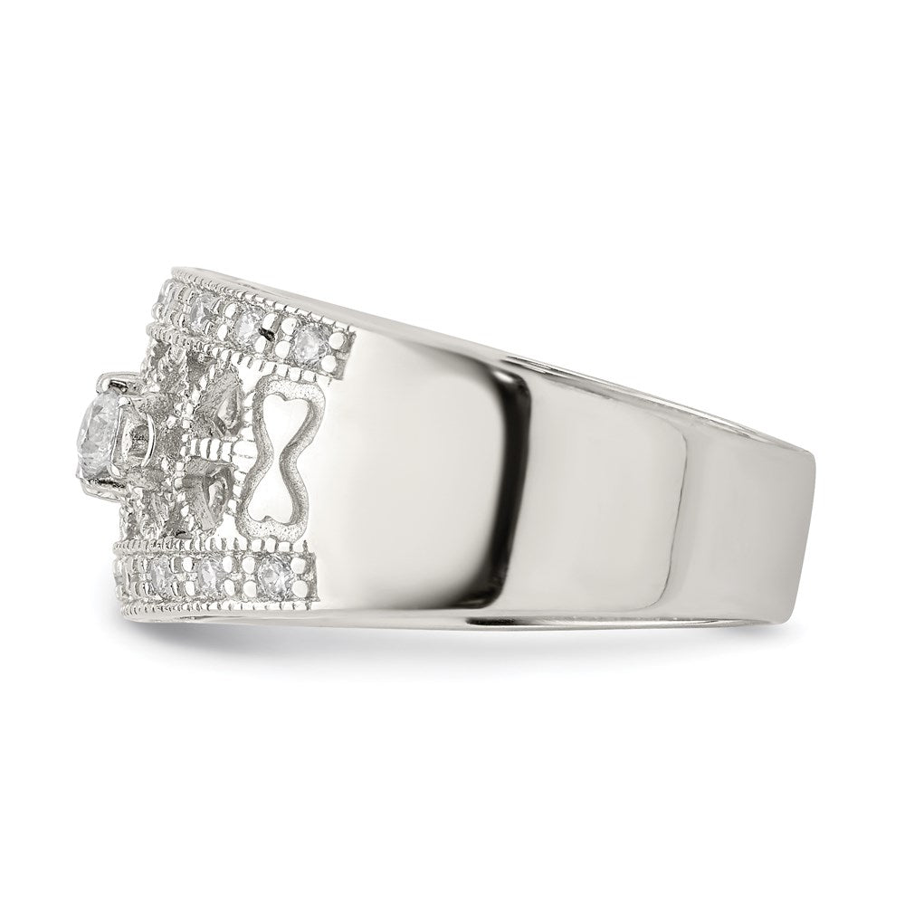 Sterlingsilber Rhodiniert Poliert Zirkonia Vintage Ring