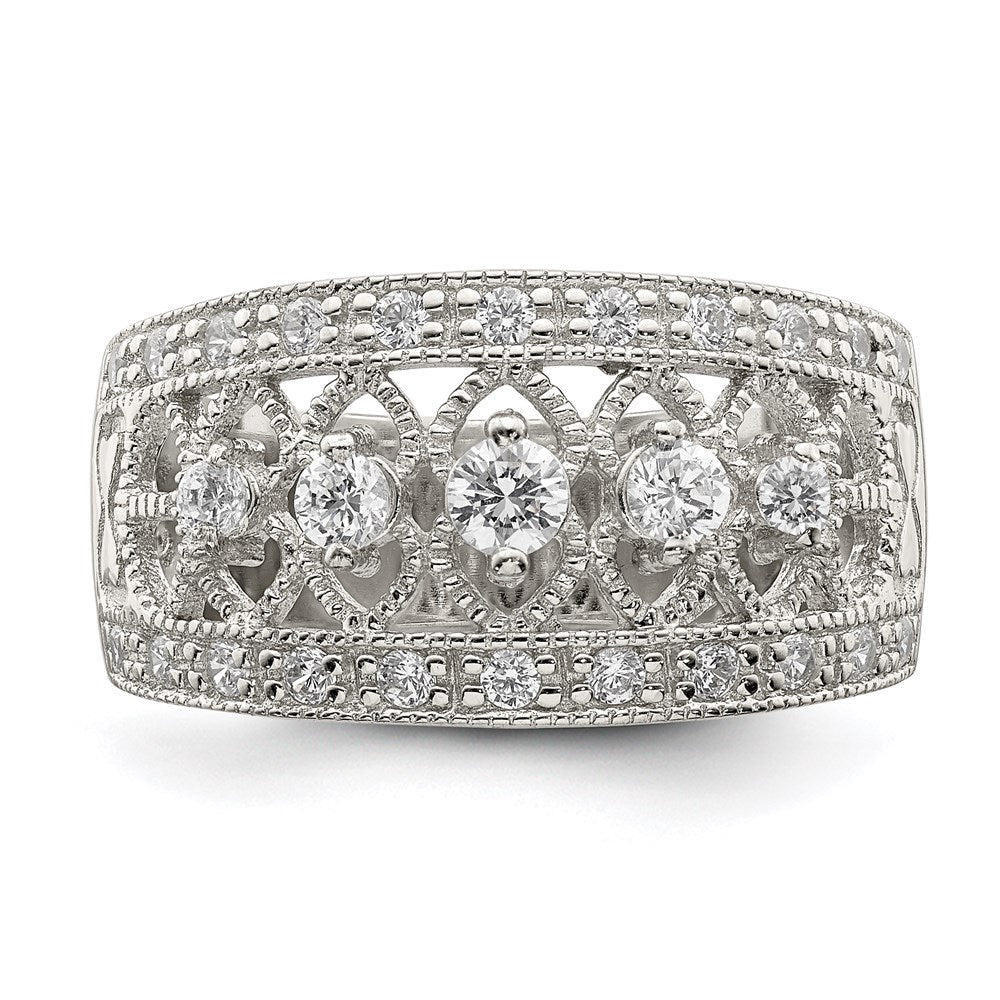 Sterlingsilber Rhodiniert Poliert Zirkonia Vintage Ring