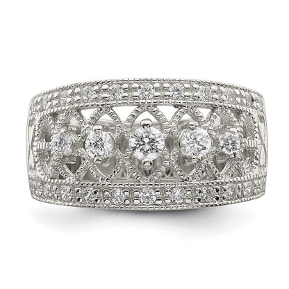 Sterlingsilber Rhodiniert Poliert Zirkonia Vintage Ring
