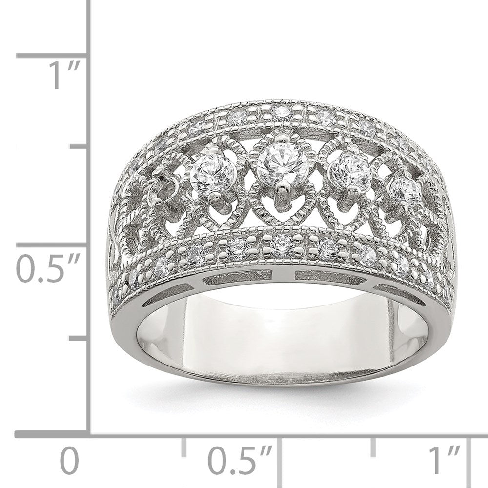 Sterlingsilber Rhodiniert Poliert Zirkonia Vintage Ring