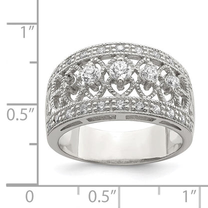 Sterlingsilber Rhodiniert Poliert Zirkonia Vintage Ring