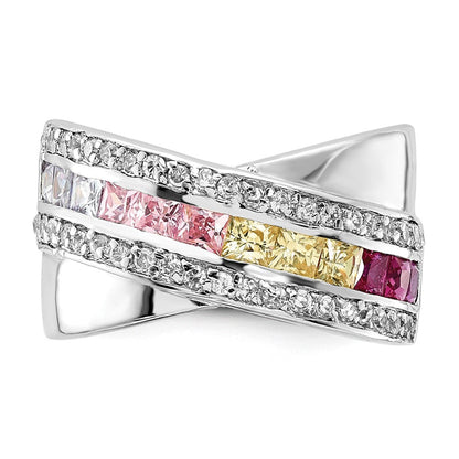Sterlingsilber Mehrfarbig Zirkonia Ring (size 8 Nur)